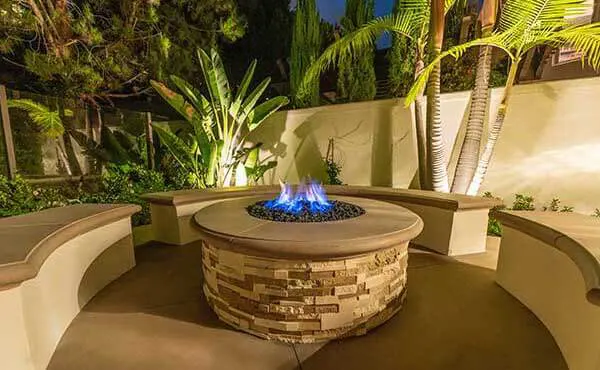Luxury Backyard Design with Custom-Built Fire Pit
