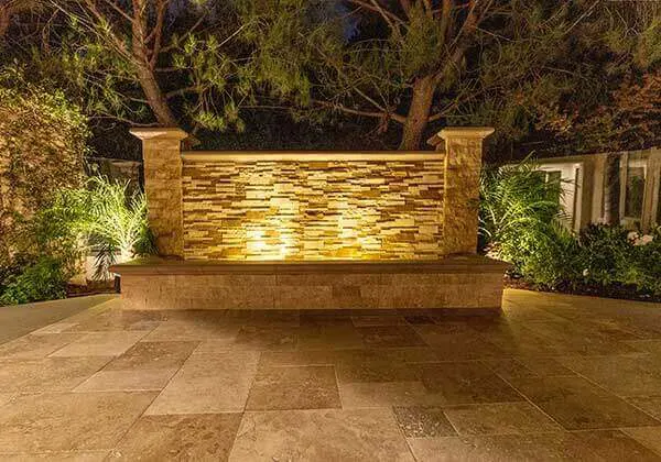 Backyard Remodel with Custom Stone Water Fountain