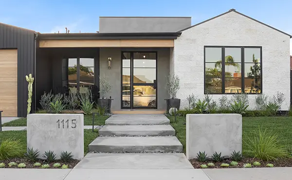 Poured Concrete Entry Pilasters and Steppers