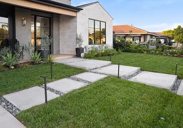 Poured in Place Concrete Steppers with River Rock