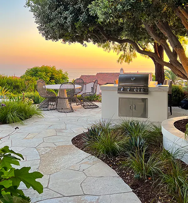 Night Shot of Raised Pool & Planting with Lighting