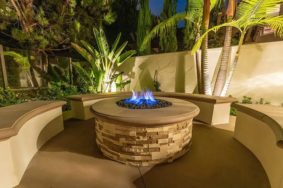 Circular Fire Pit with Concrete Seating Area