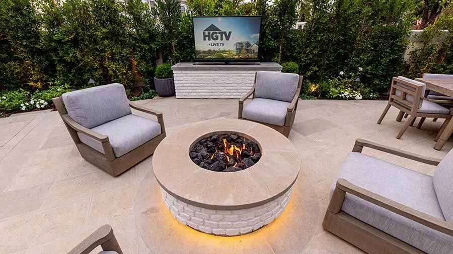 Luxury Outdoor Entertainment Center & Fire Pit