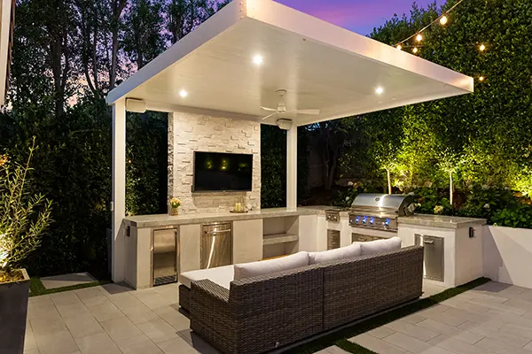Night Shot of Outdoor Living and Kitchen Area